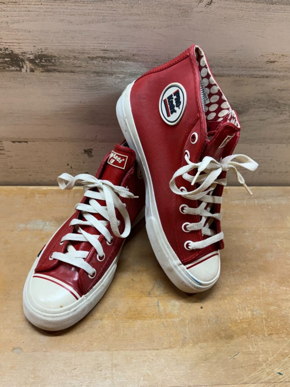 Pro Keds Vintage High Top Sneakers Red and White Mens Size 8.5